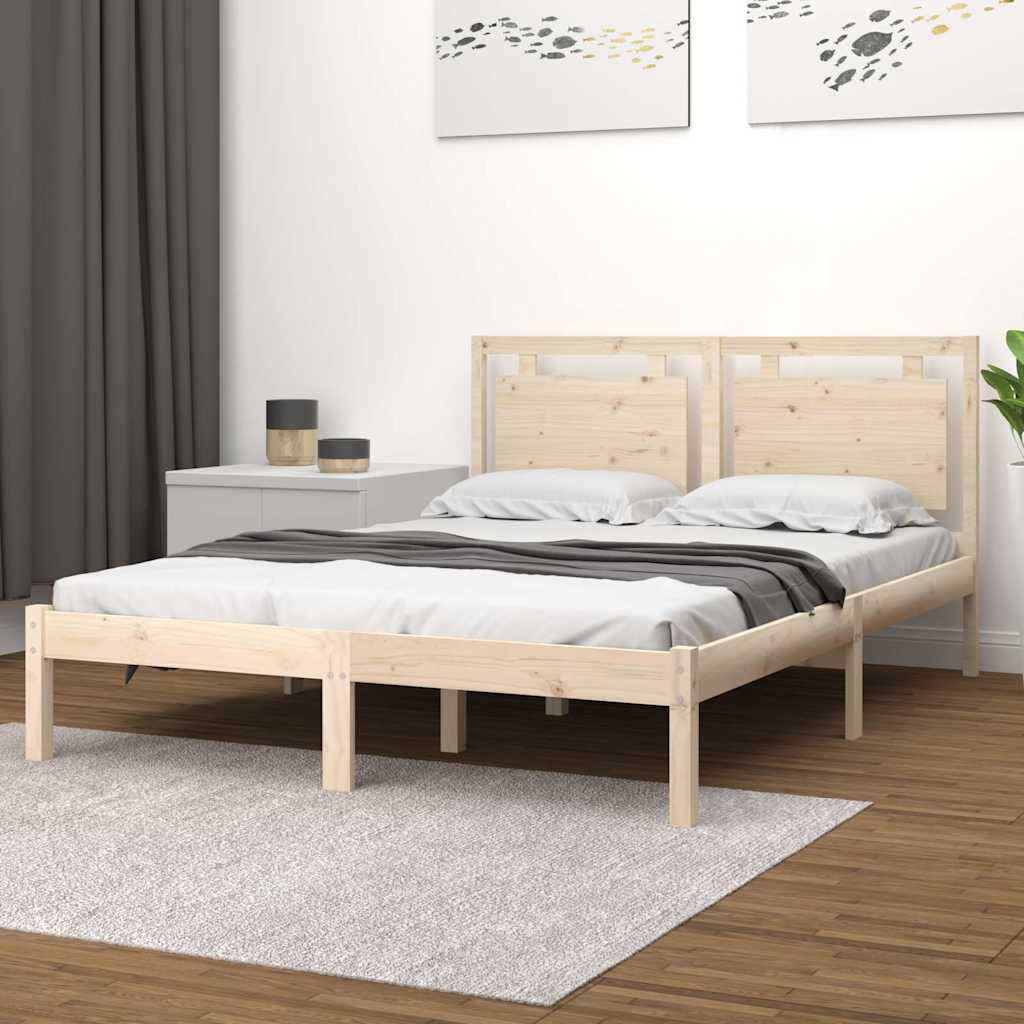Bed Frame without Mattress Solid Wood Length Natural