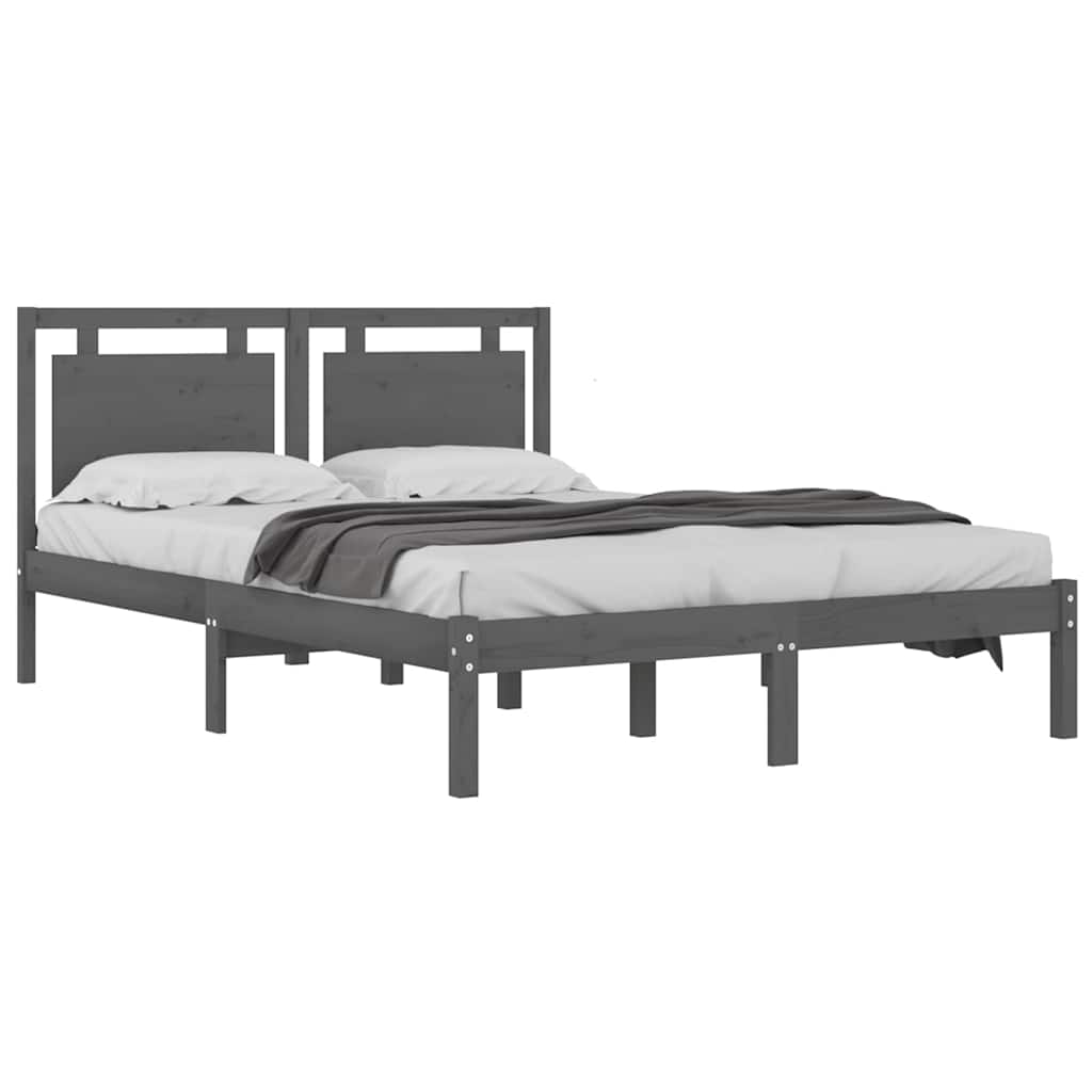 vidaXL Bed Frame without Mattress Grey 200x200 cm Solid Wood 3