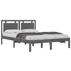vidaXL Bed Frame without Mattress Grey 200x200 cm Solid Wood 3