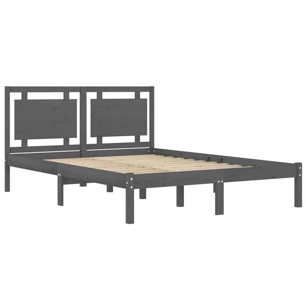 vidaXL Bed Frame without Mattress Grey 200x200 cm Solid Wood 4