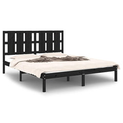 vidaXL Bed Frame without Mattress Black 150x200 cm Solid Wood 2