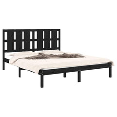 vidaXL Bed Frame without Mattress Black 150x200 cm Solid Wood 3