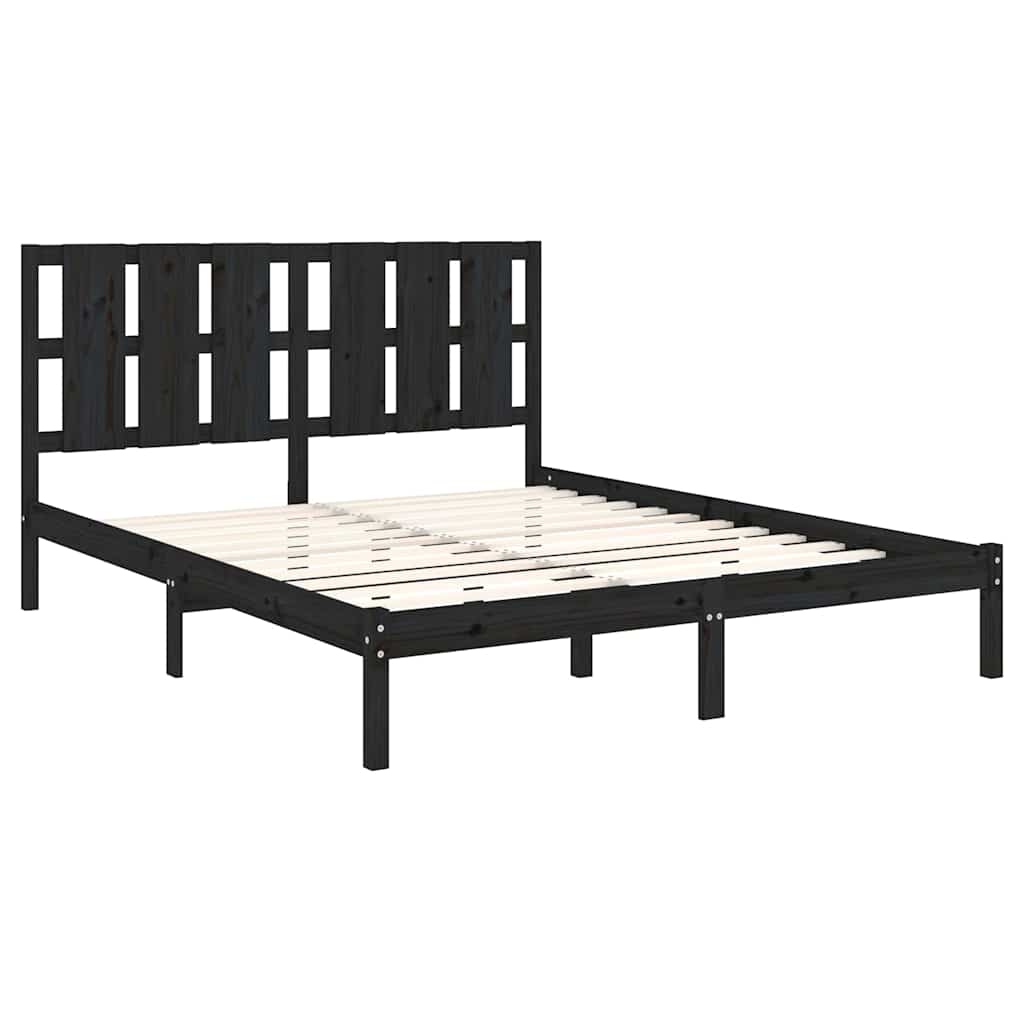 vidaXL Bed Frame without Mattress Black 150x200 cm Solid Wood 4