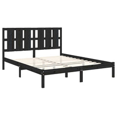 vidaXL Bed Frame without Mattress Black 150x200 cm Solid Wood 4