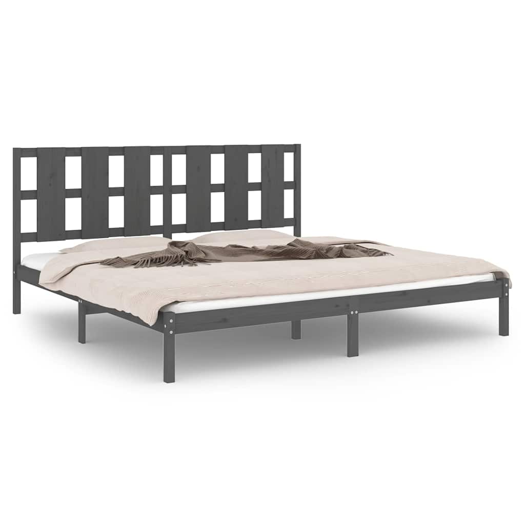 vidaXL Bed Frame without Mattress Grey 200x200 cm Solid Wood Pine 2
