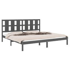 vidaXL Bed Frame without Mattress Grey 200x200 cm Solid Wood Pine 3
