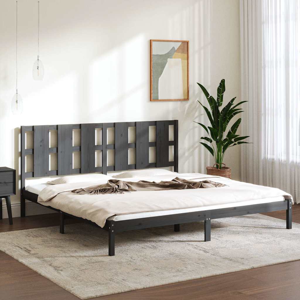 vidaXL Bed Frame without Mattress Grey 200x200 cm Solid Wood Pine 1