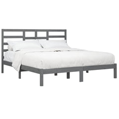 vidaXL Bed Frame without Mattress Grey Solid Wood 200x200 cm 3