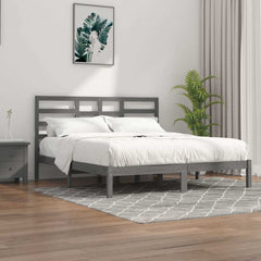 vidaXL Bed Frame without Mattress Grey Solid Wood 200x200 cm 1