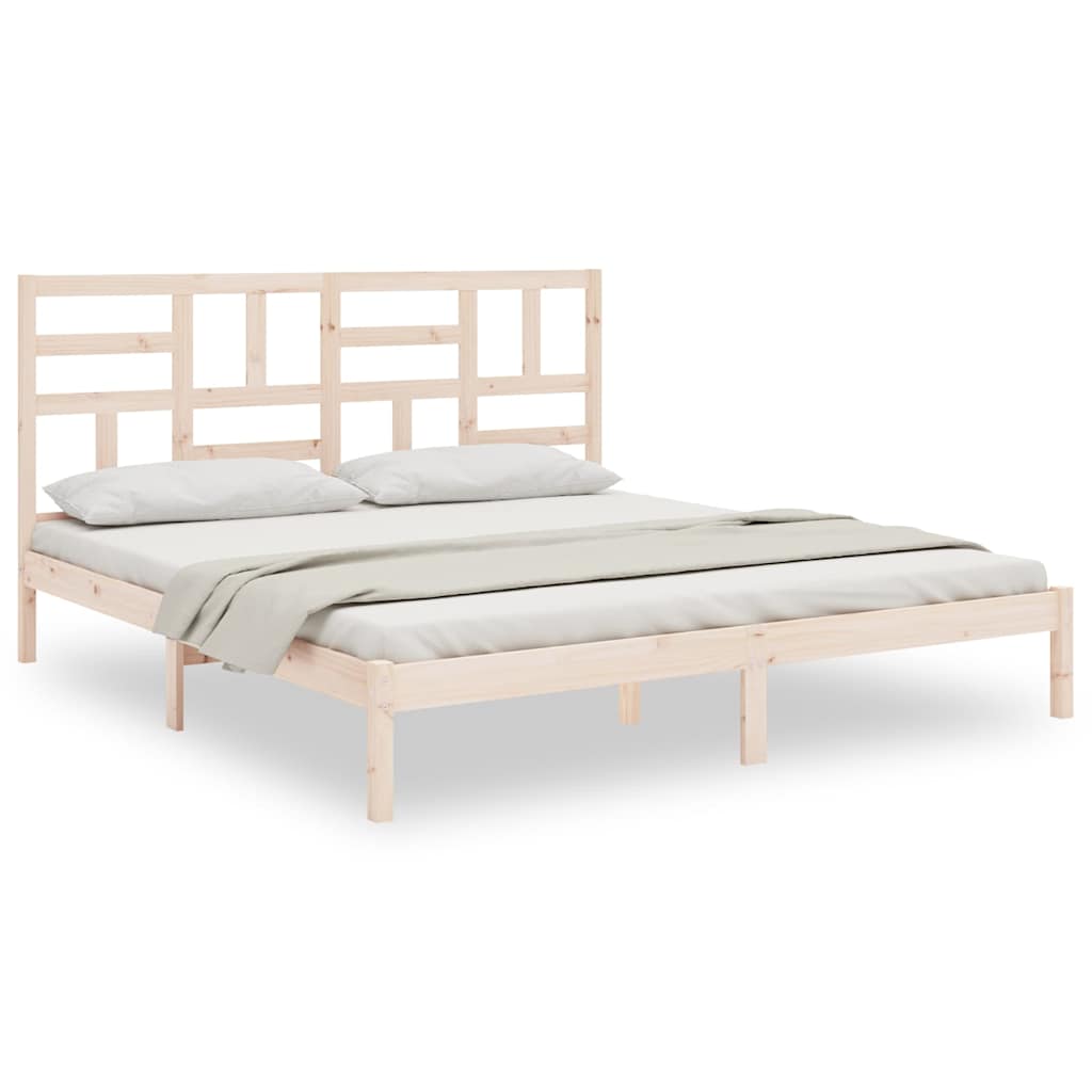 Bed Frame without Mattress Solid Wood Length 200 cm Natural 180 cm
