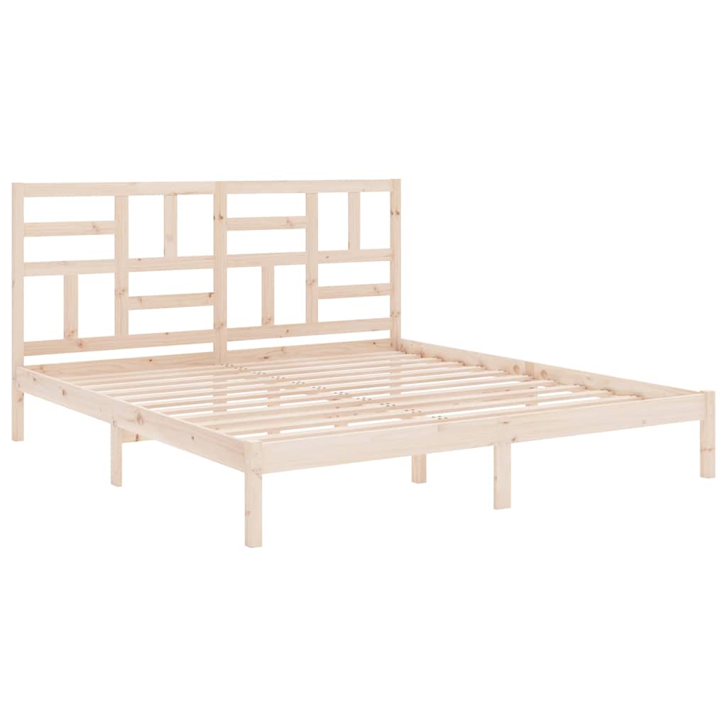 Bed Frame without Mattress Solid Wood Length 200 cm Natural 180 cm