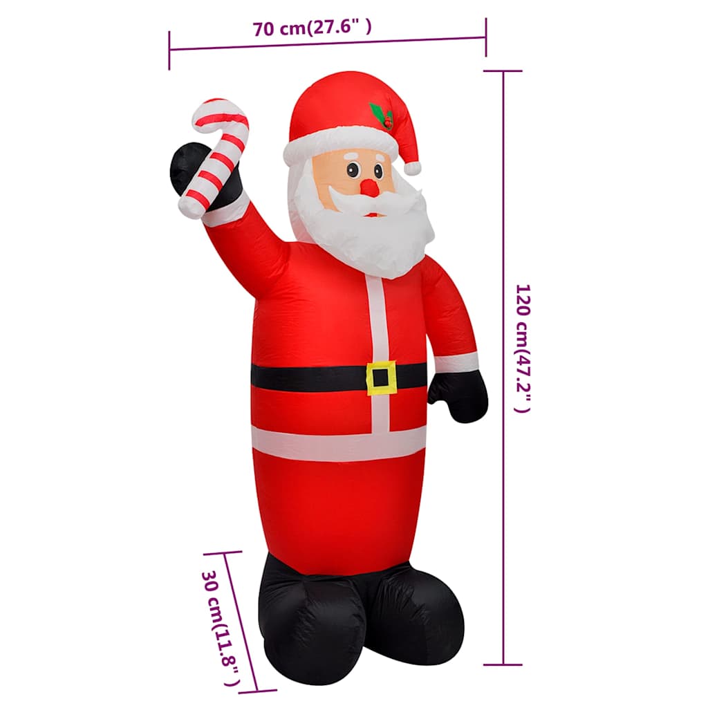 vidaXL Christmas Inflatable Santa Claus with LEDs 120 cm 4