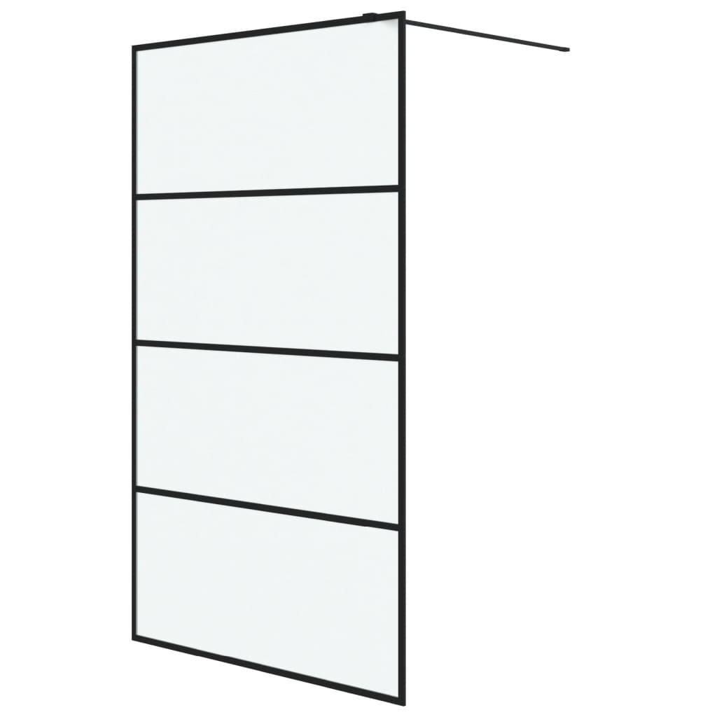 Walk-in Shower Wall Black ESG Glass Frosted 115 x 195 cm