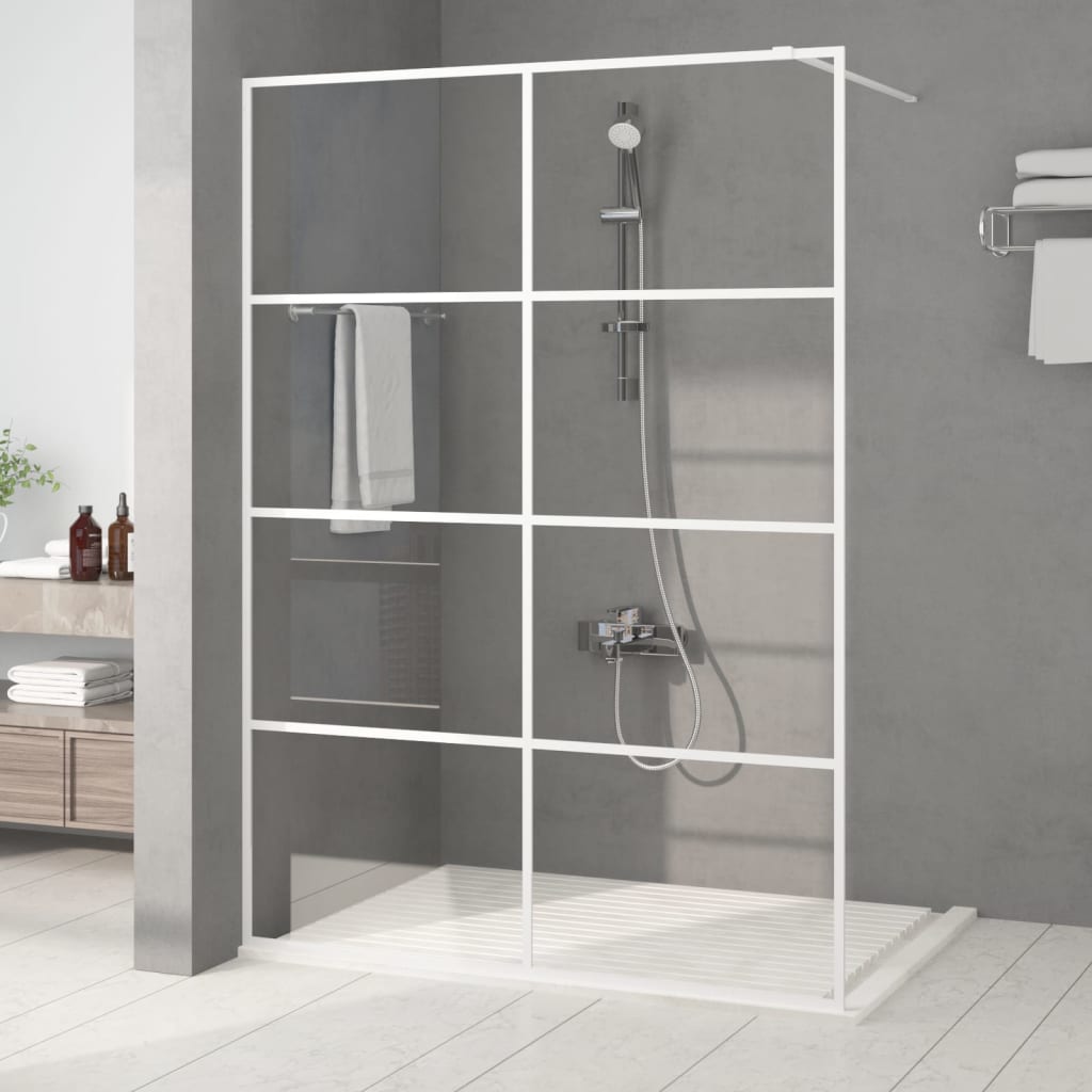 Walk-in Shower Wall Clear ESG Glass Transparent White 140 x 195 cm