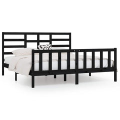 vidaXL Bed Frame without Mattress Black 200x200 cm Solid Wood Pine 2