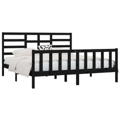 vidaXL Bed Frame without Mattress Black 200x200 cm Solid Wood Pine 3