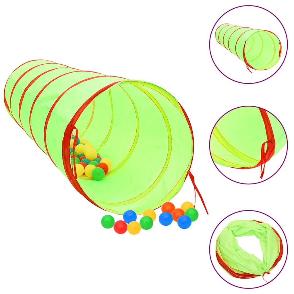 Children Play Tunnel with 250 Balls Green 175 cm Polyester Multicolour