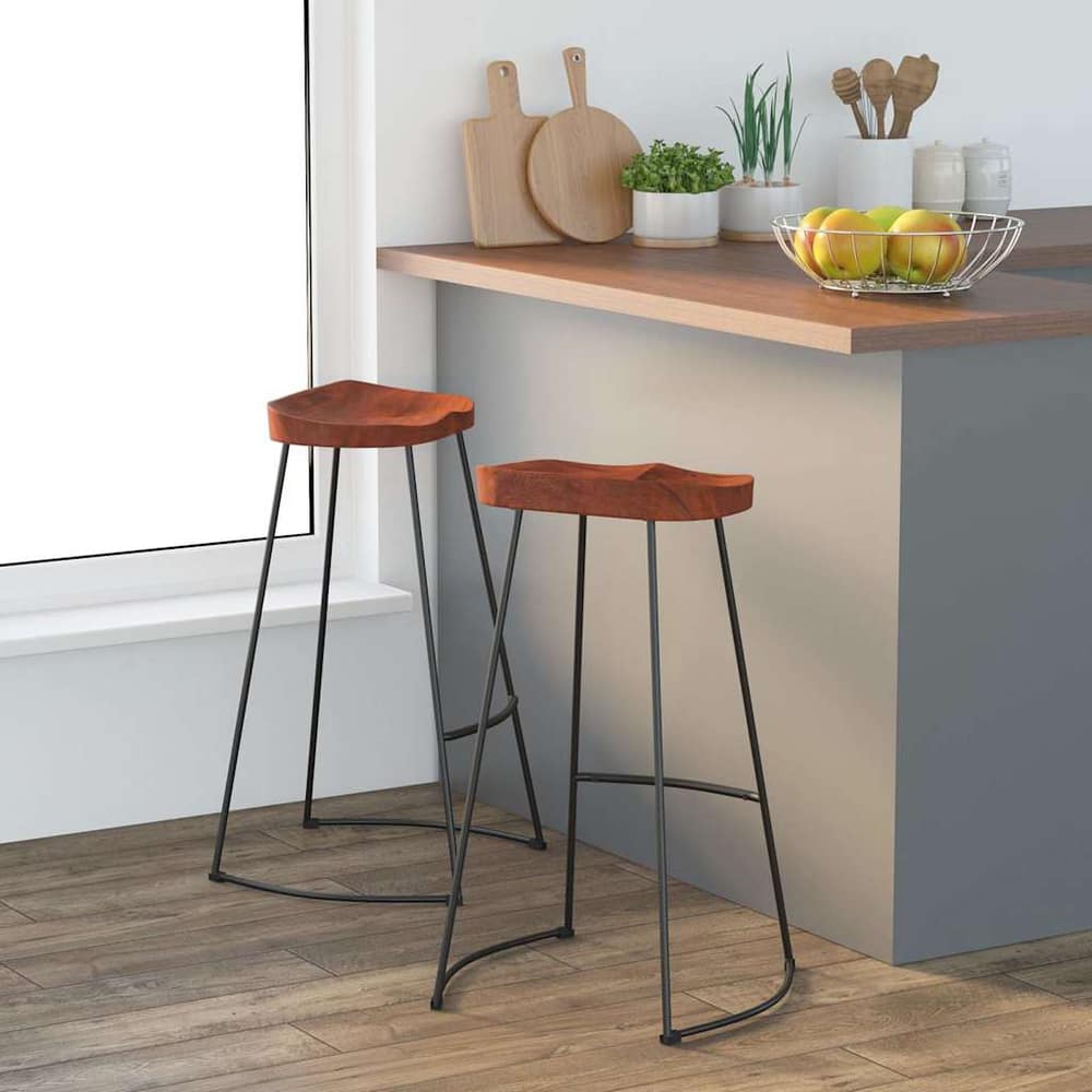 Gavin Bar Stools 2 pcs Solid Mango Wood Width 45 cm Brown 78 cm