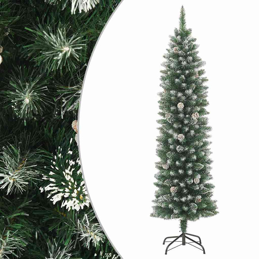 vidaXL Artificial Slim Christmas Tree with Stand 120 cm PVC 1