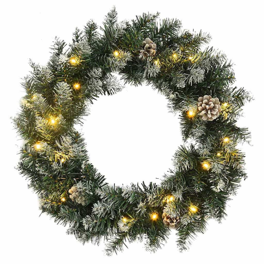 vidaXL Christmas Wreath with LED Lights Green 60 cm PVC 1