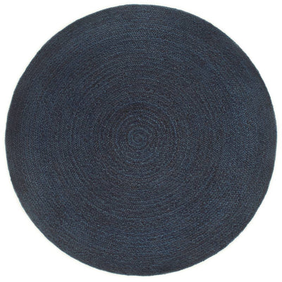 Braided Rug Reversible Navy Blue and Natural 180 cm Jute Round