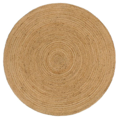 Braided Rug Reversible Navy Blue and Natural 180 cm Jute Round