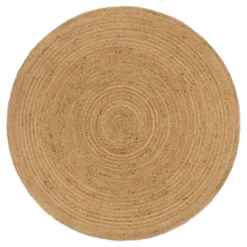 Braided Rug Reversible Navy Blue and Natural 180 cm Jute Round