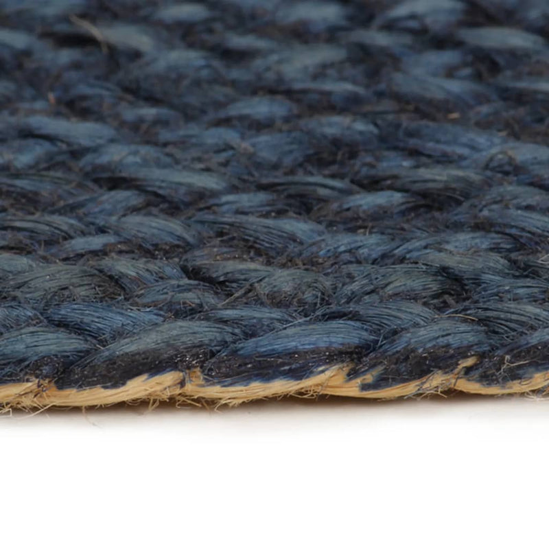 Braided Rug Reversible Navy Blue and Natural 180 cm Jute Round