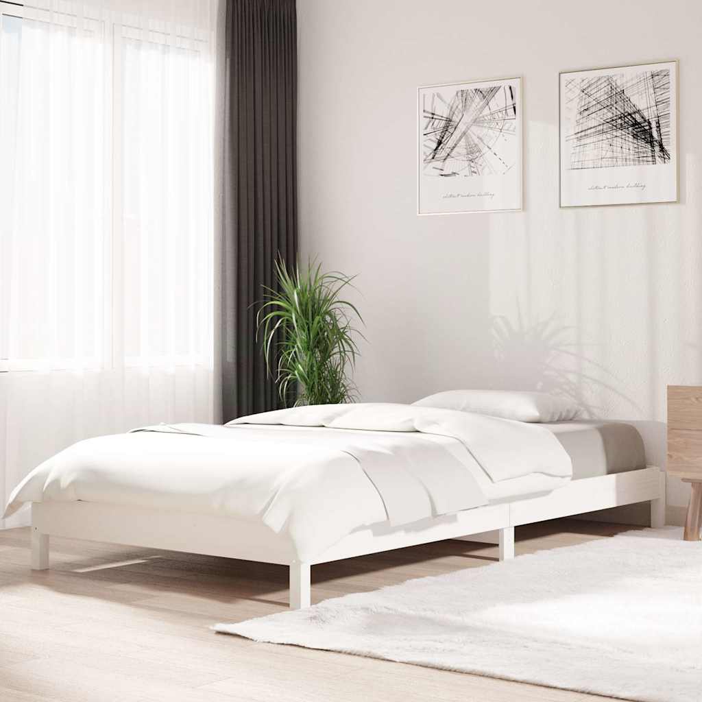 Stack Bed without Mattress Solid Wood Pine White 100 cm 200 cm