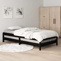 Stack Bed without Mattress Solid Wood Pine Black 75 cm 190 cm