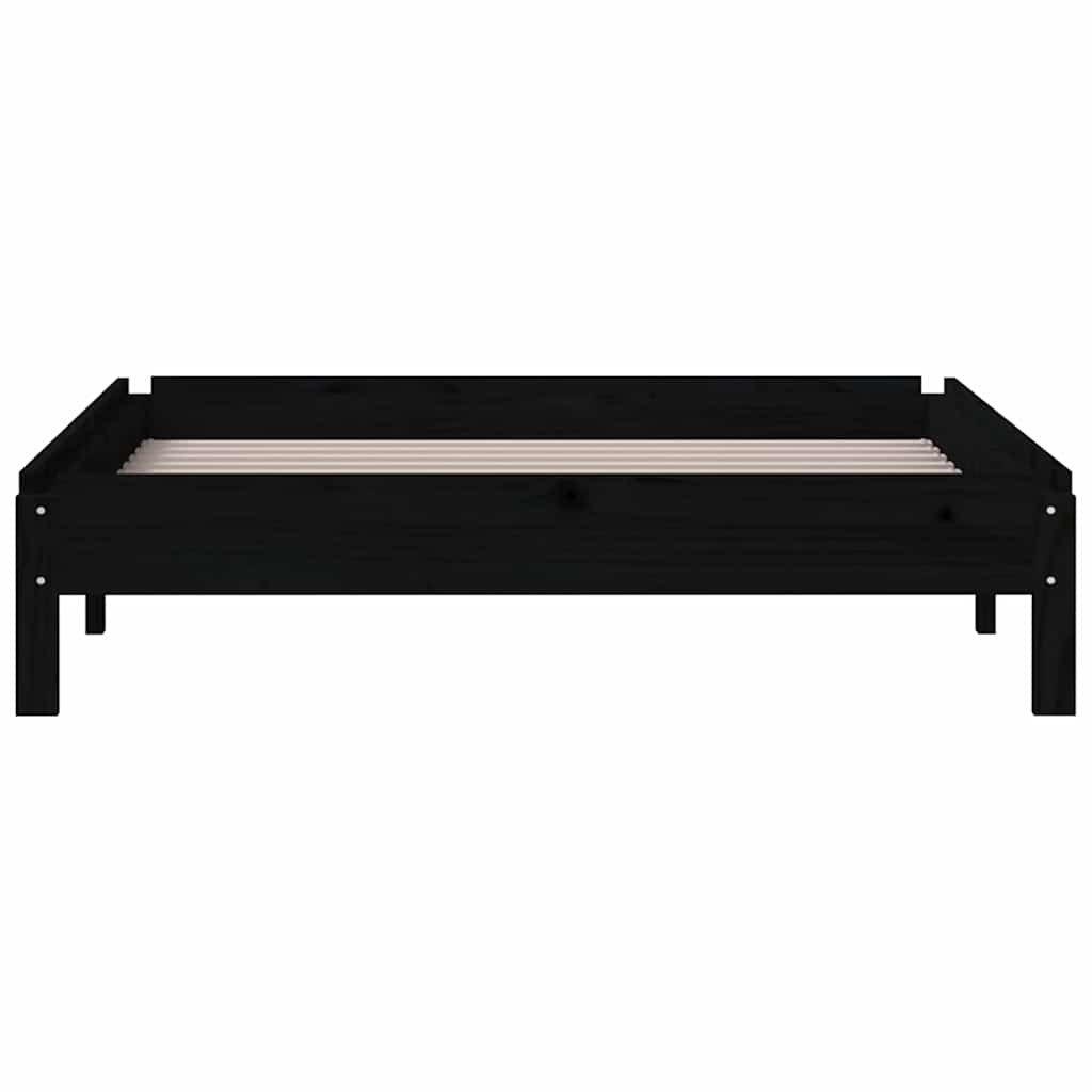 Stack Bed without Mattress Solid Wood Pine Black 75 cm 190 cm