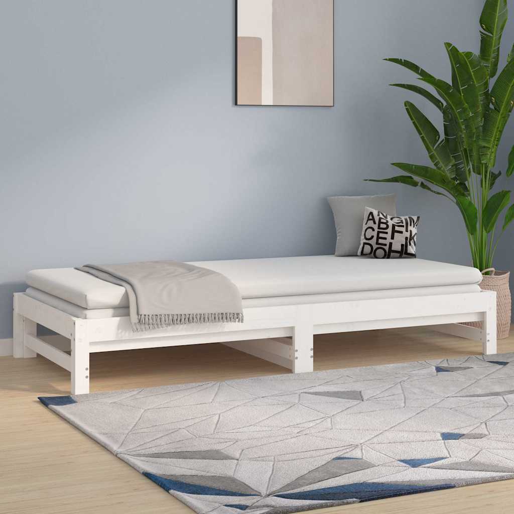 Day Bed with Trundle without Mattress White 90 cm 190 cm