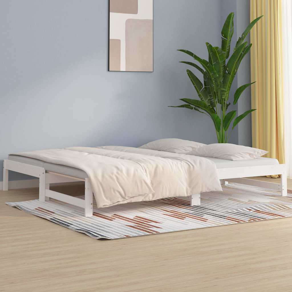 Day Bed with Trundle without Mattress White 90 cm 190 cm