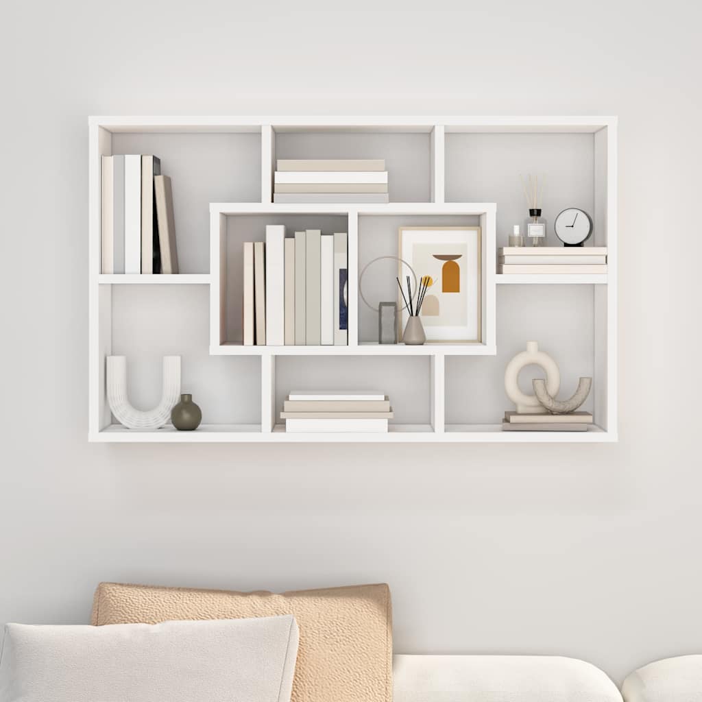 vidaXL Wall Shelf White 85x16x52.5 cm Engineered Wood 4