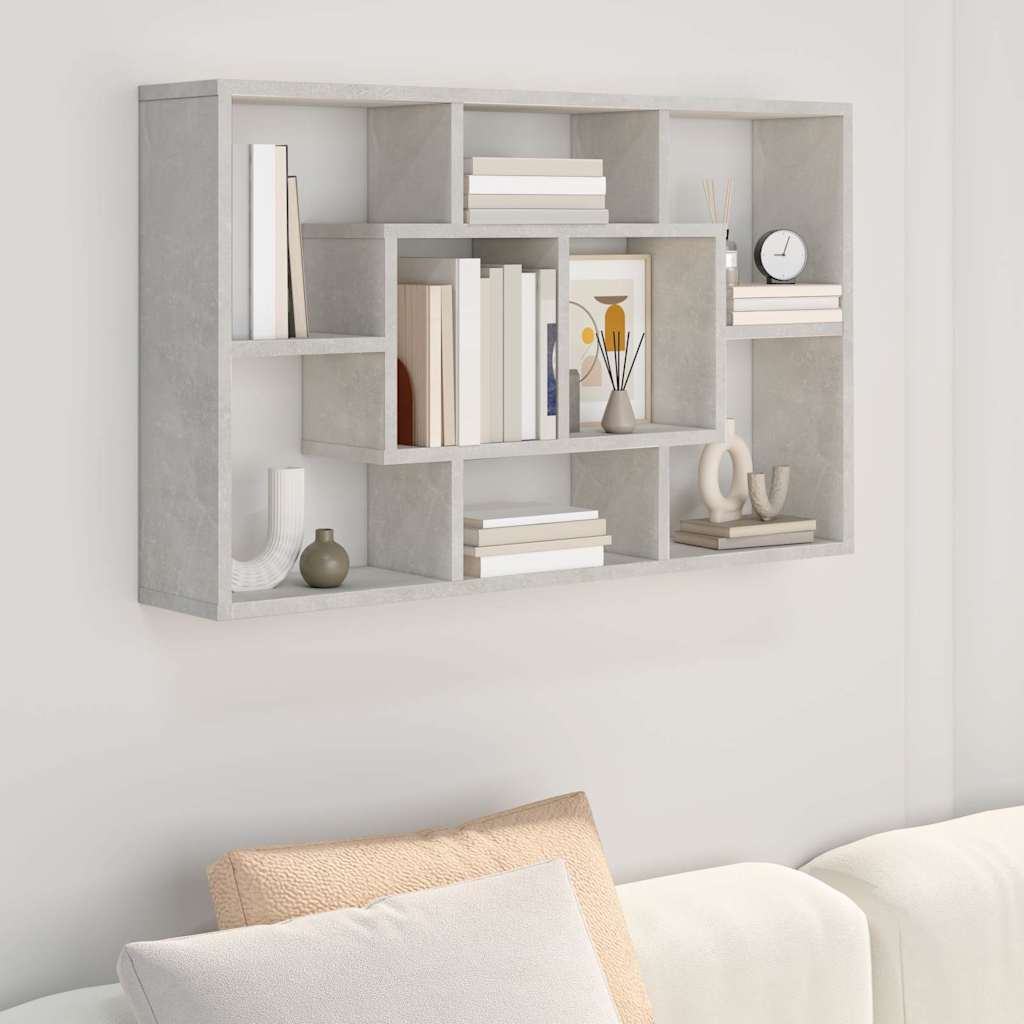 vidaXL Wall Shelf Concrete Grey 85x16x52.5 cm Engineered Wood 1