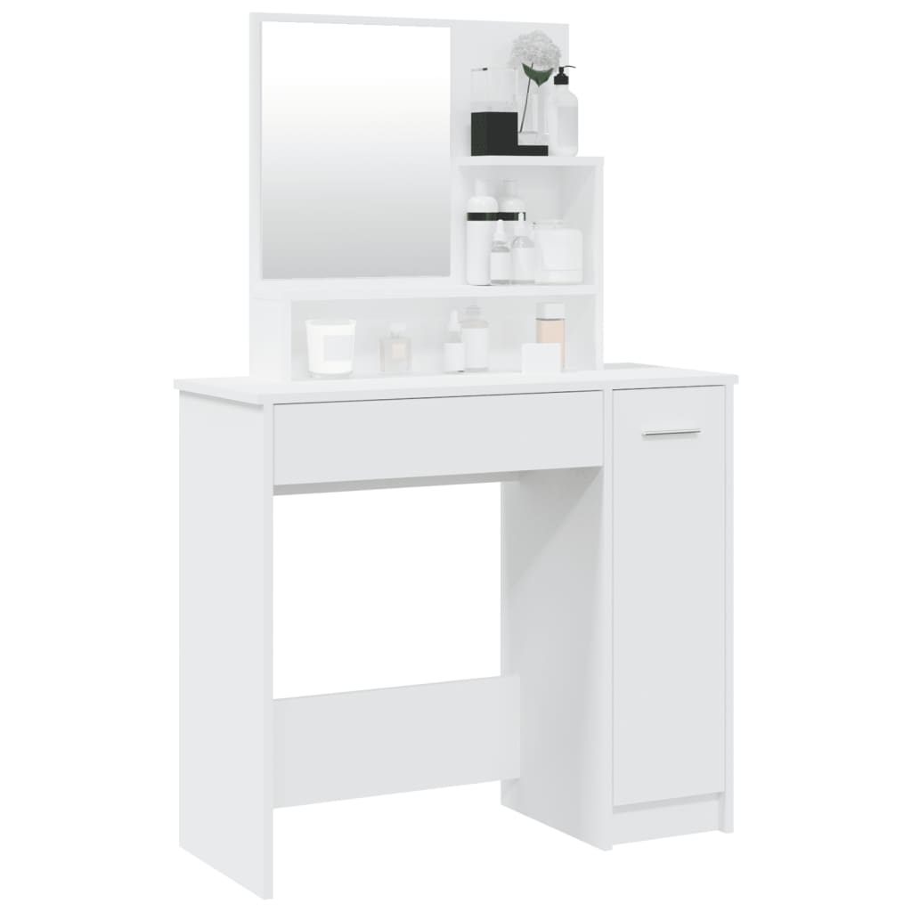 vidaXL Dressing Table with Mirror White 86.5x35x136 cm 4