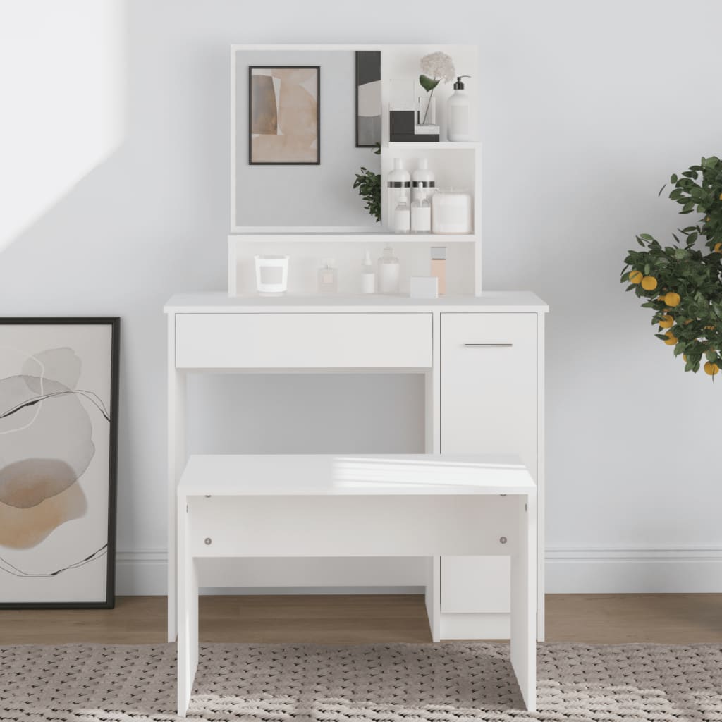 vidaXL Dressing Table with Mirror White 86.5x35x136 cm 1
