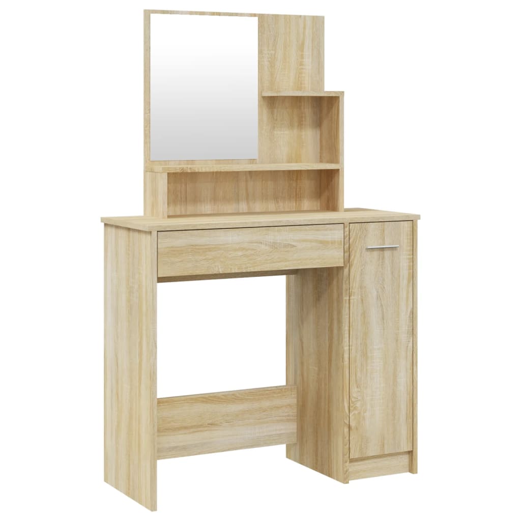 vidaXL Dressing Table with Mirror Sonoma Oak 86.5x35x136 cm 2