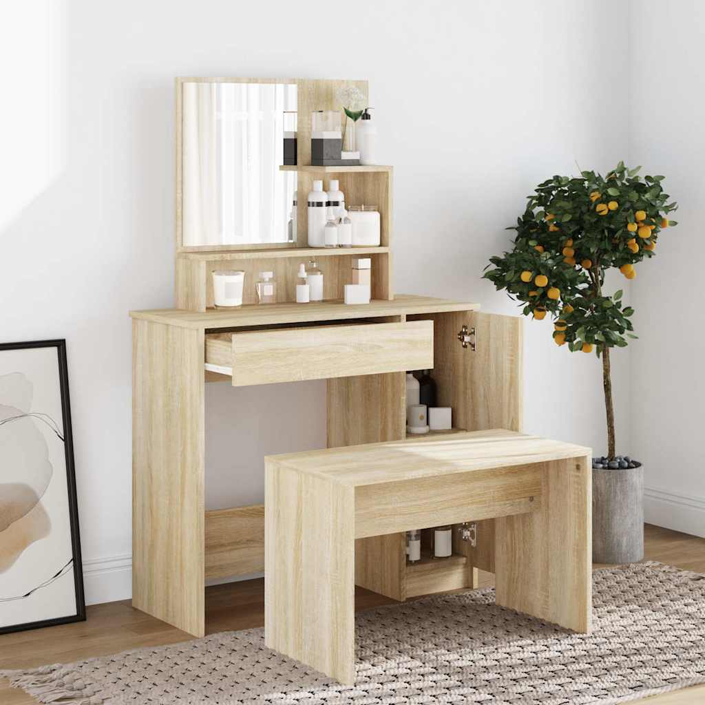 Dressing Table with Mirror 86,5x35x136 cm Sonoma oak
