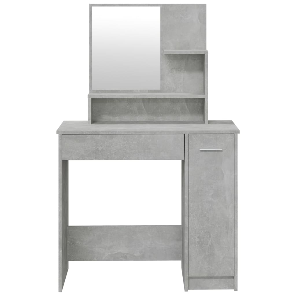 vidaXL Dressing Table with Mirror Concrete Grey 86.5x35x136 cm 6