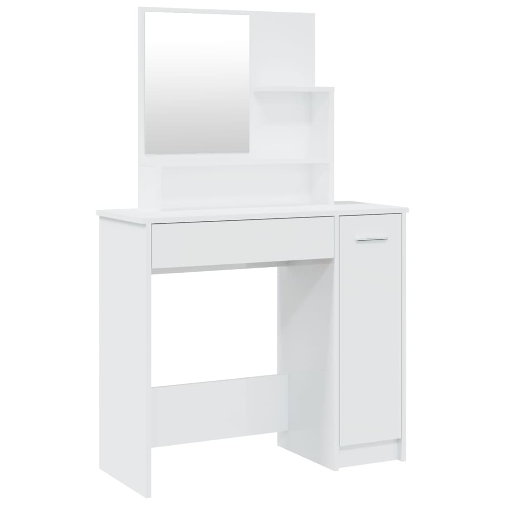 vidaXL Dressing Table with Mirror High Gloss White 86.5x35x136 cm 2