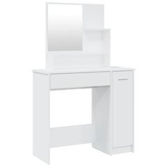 vidaXL Dressing Table with Mirror High Gloss White 86.5x35x136 cm 2