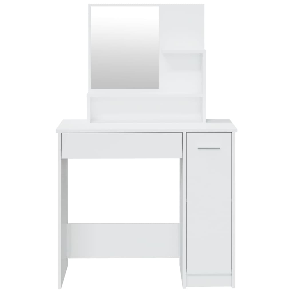 vidaXL Dressing Table with Mirror High Gloss White 86.5x35x136 cm 6