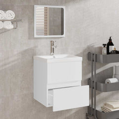 vidaXL Bathroom Cabinet with Mirror White Engineered Wood 3