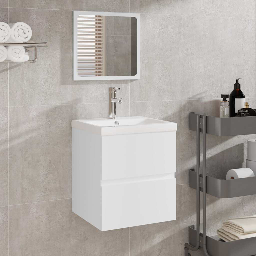 vidaXL Bathroom Cabinet with Mirror White Engineered Wood 1