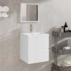 vidaXL Bathroom Cabinet with Mirror White Engineered Wood 1