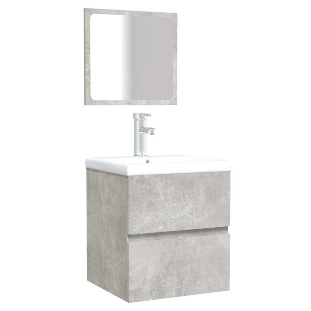 vidaXL Bathroom Cabinet with Mirror Concrete Grey Engineered Wood 4