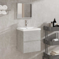 vidaXL Bathroom Cabinet with Mirror Concrete Grey Engineered Wood 1