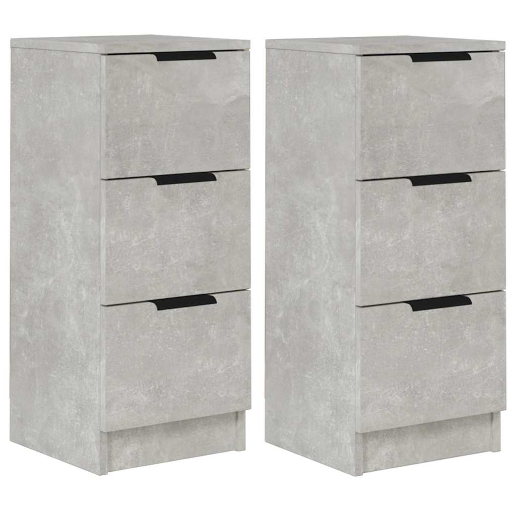 vidaXL Sideboards 2 pcs Concrete Grey 30x30x70 cm Engineered Wood 2