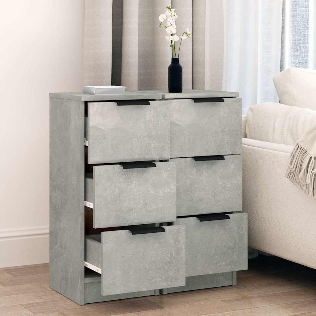 vidaXL Sideboards 2 pcs Concrete Grey 30x30x70 cm Engineered Wood 3